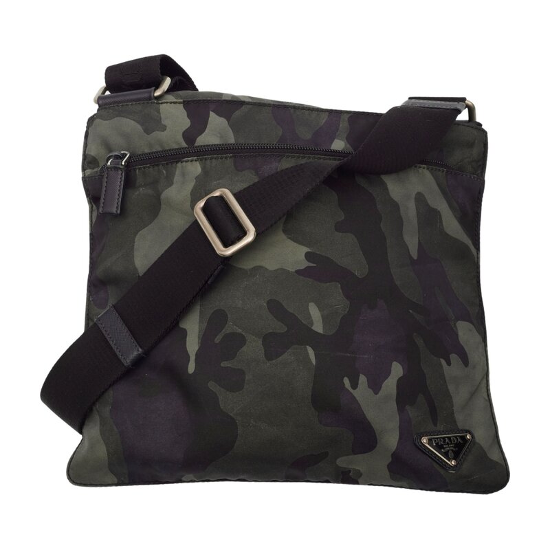 PRADA PRADA CAMOUFLAGE NYLON KHAKI MESSENGER BAG