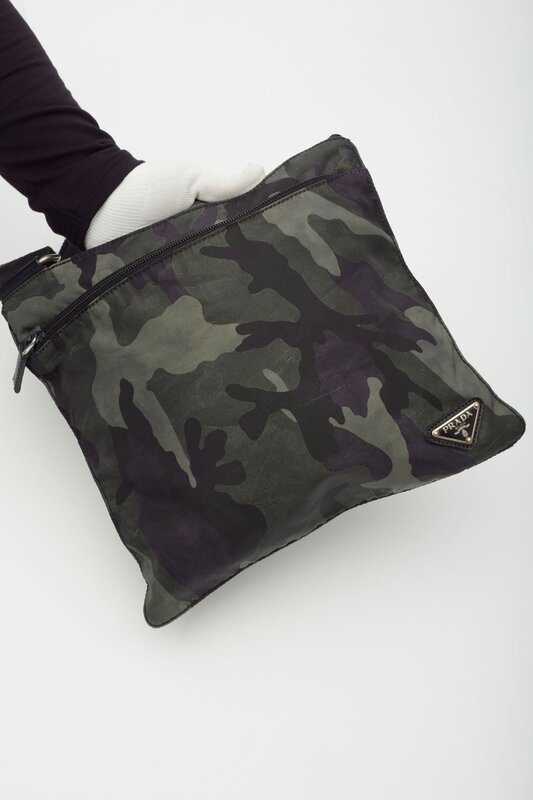 PRADA PRADA CAMOUFLAGE NYLON KHAKI MESSENGER BAG