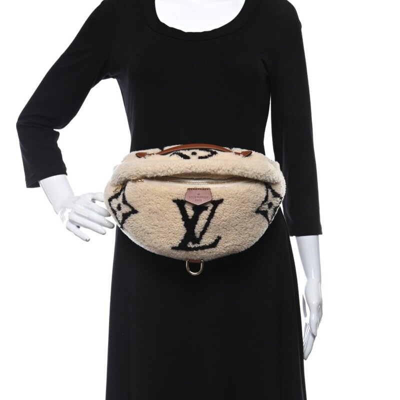 LOUIS VUITTON LOUIS VUITTON MONOGRAM NEUTRALS SHEARLING TEDDY BUM BAG