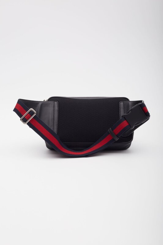 GUCCI GUCCI BLACK MONOGRAM GG SUPREME WEB BELT BAG