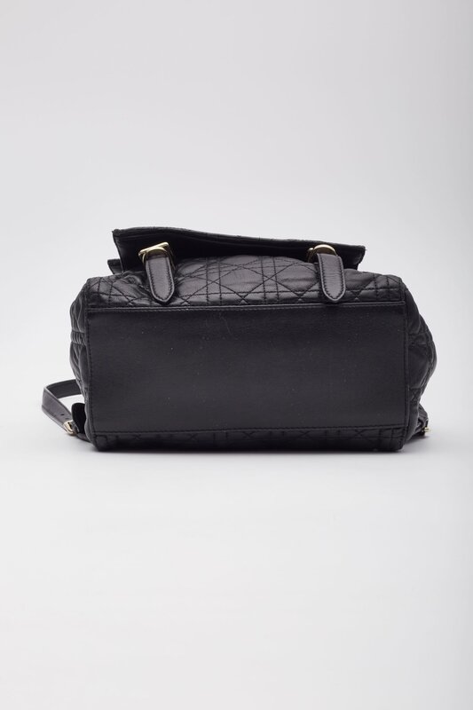 CHRISTIAN DIOR DIOR BLACK LAMBSKIN CANNAGE LUCKY BADGE STARDUST BACKPACK SMALL