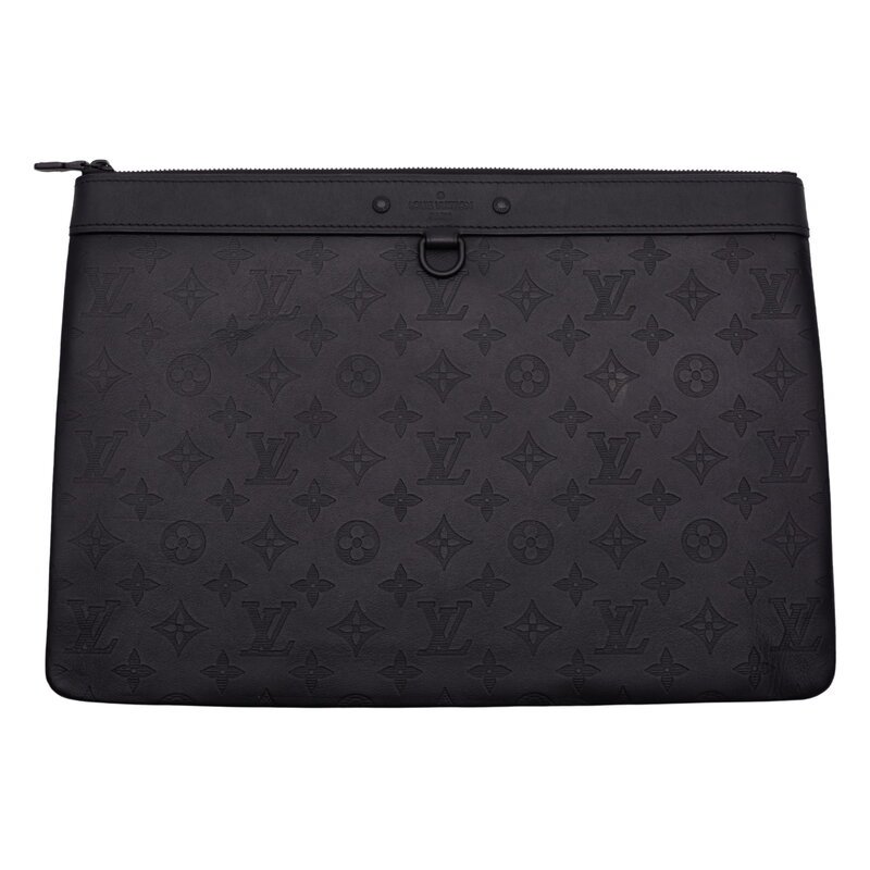 LOUIS VUITTON LOUIS VUITTON CALFSKIN MONOGRAM BLACK SHADOW DISCOVERY POCHETTE BAG