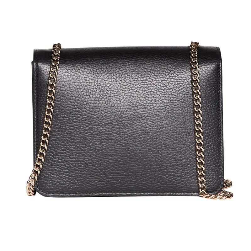 GUCCI GUCCI DOLLAR CALFSKIN INTERLOCKING GG SMALL SHOULDER BAG BLACK