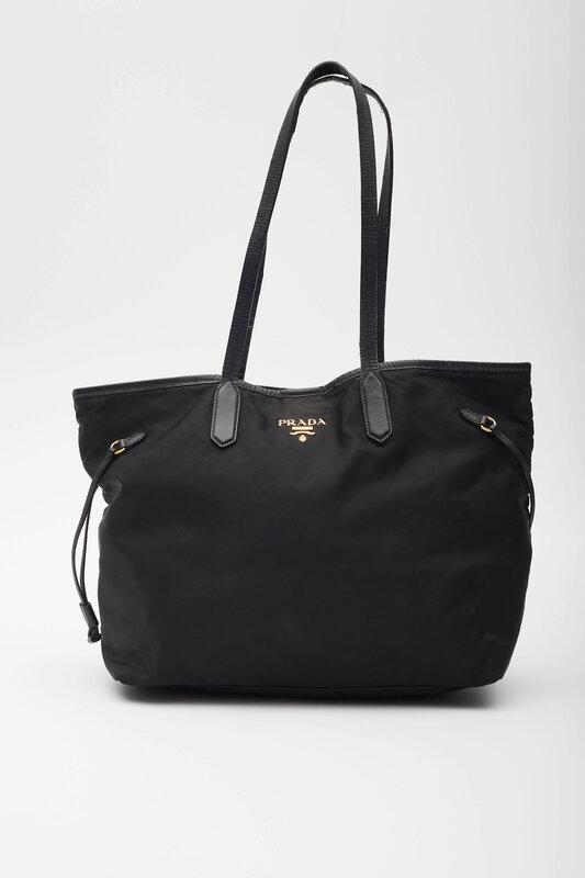 PRADA PRADA TESUTO NYLON BLACK TOTE BAG