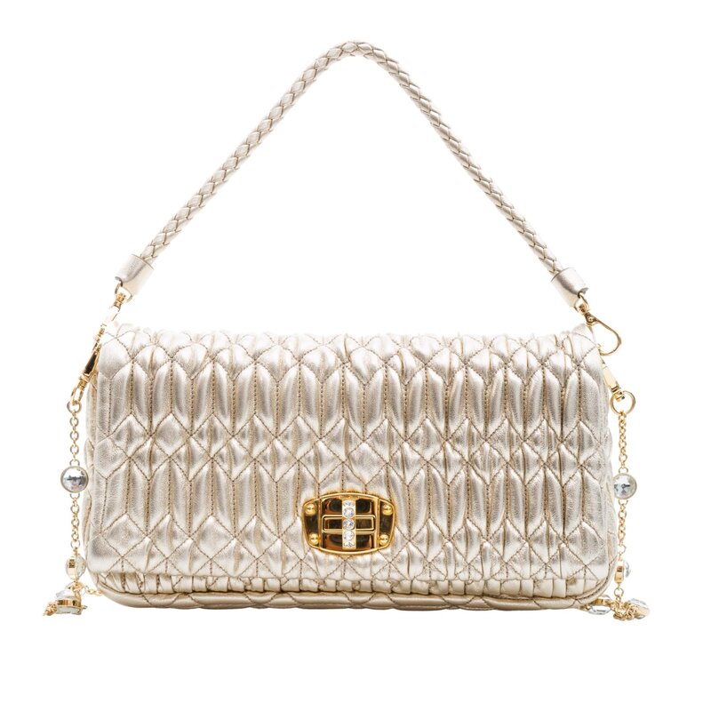 MIU MIU MIU MIU CLOQUET NAPPA LEATHER SHOULDER EVENING BAG
