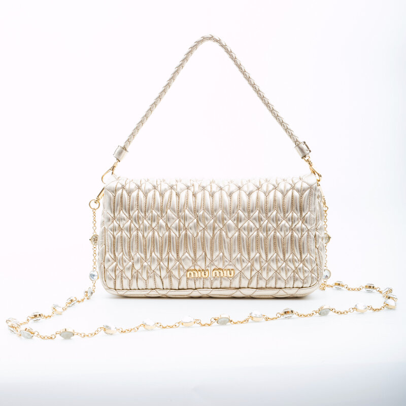 MIU MIU MIU MIU CLOQUET NAPPA LEATHER SHOULDER EVENING BAG