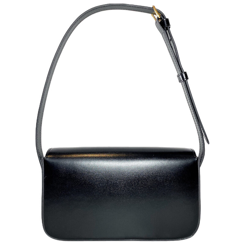 CELINE CELINE SHINY BLACK CALFSKIN TRIOMPHE SHOULDER BAG
