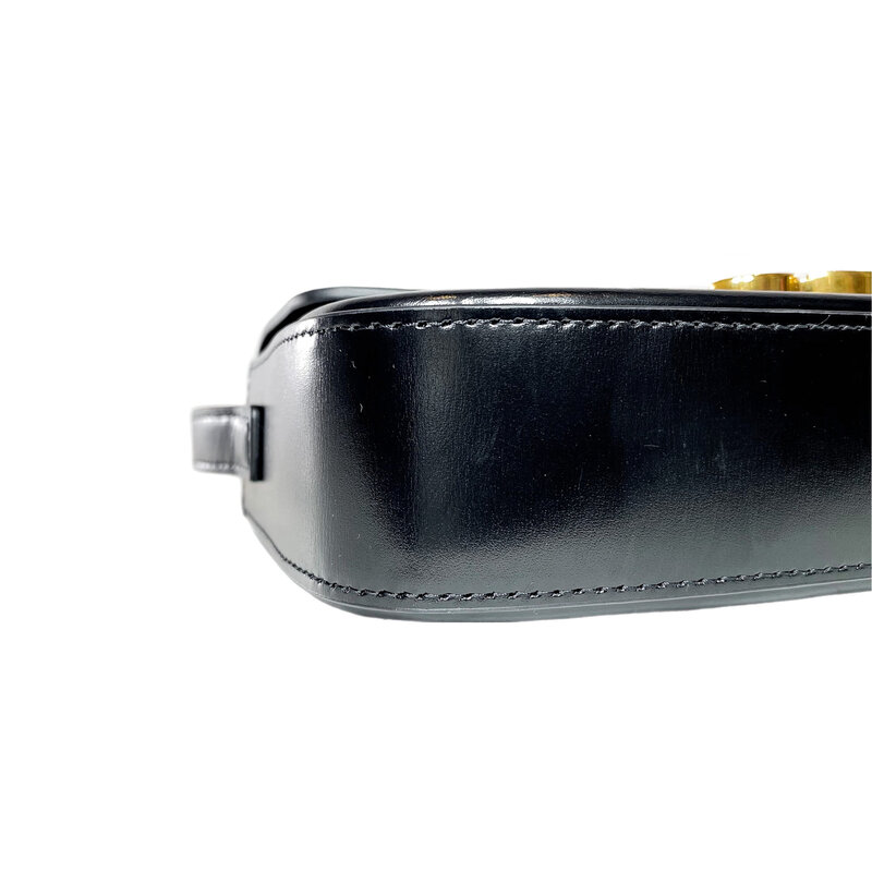CELINE CELINE SHINY BLACK CALFSKIN TRIOMPHE SHOULDER BAG