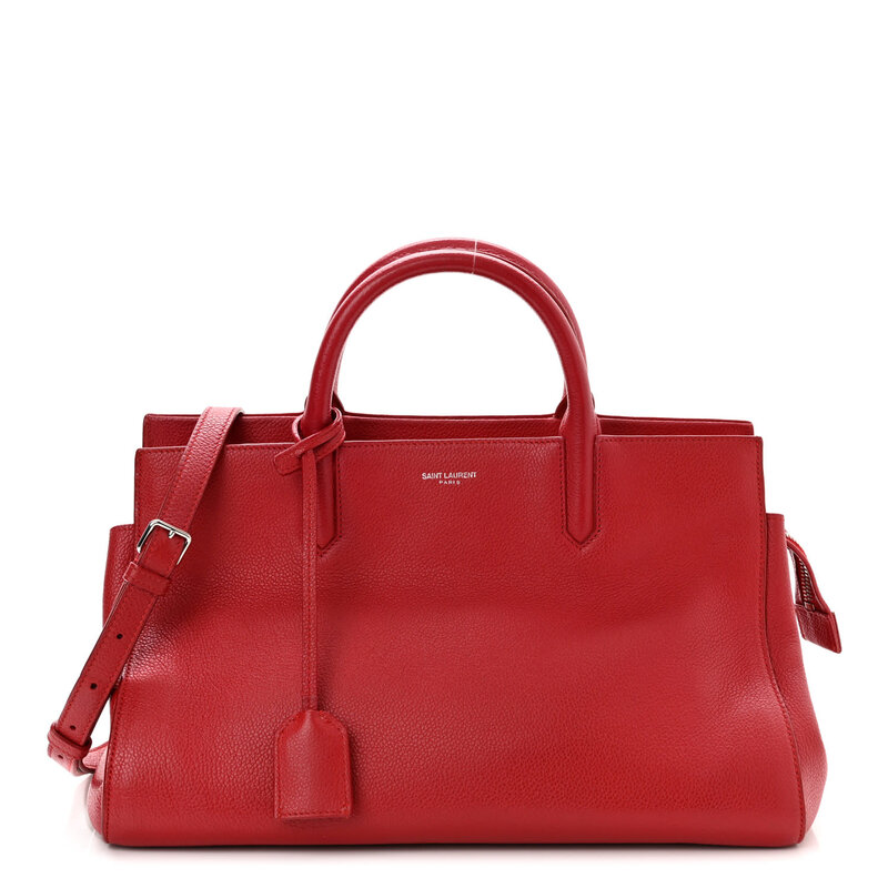 SAINT LAURENT SAINT LAURENT GRAINED LEATHER RED RIVE GAUCHE TOTE BAG SMALL