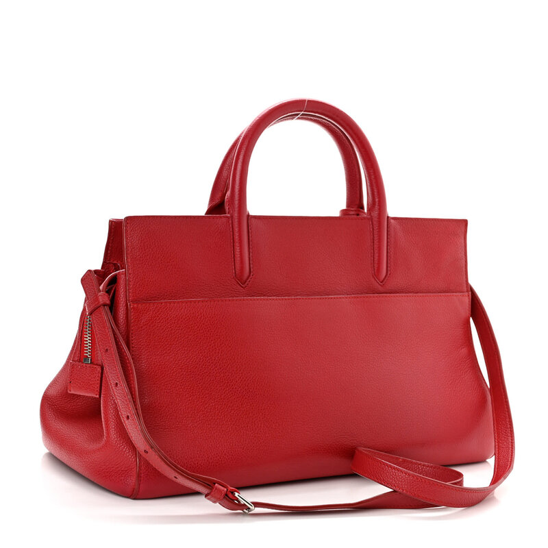 SAINT LAURENT SAINT LAURENT GRAINED LEATHER RED RIVE GAUCHE TOTE BAG SMALL