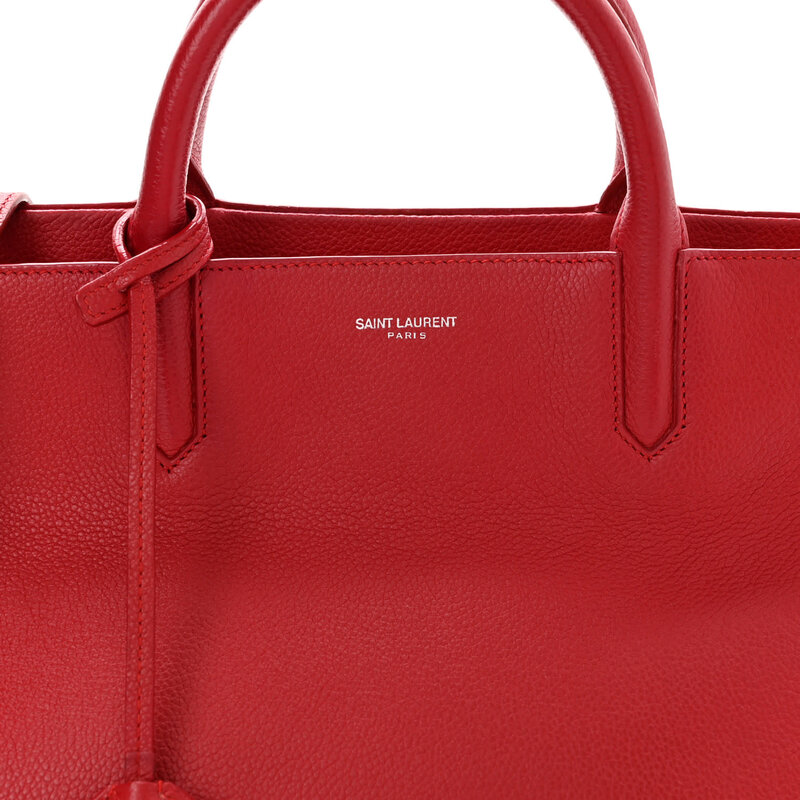 SAINT LAURENT SAINT LAURENT GRAINED LEATHER RED RIVE GAUCHE TOTE BAG SMALL