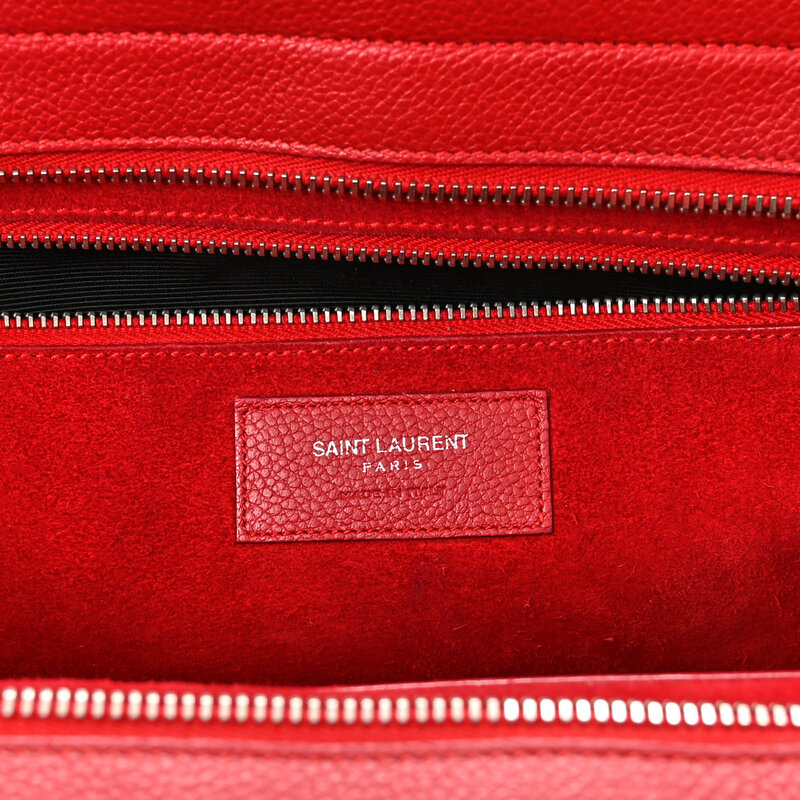 SAINT LAURENT SAINT LAURENT GRAINED LEATHER RED RIVE GAUCHE TOTE BAG SMALL