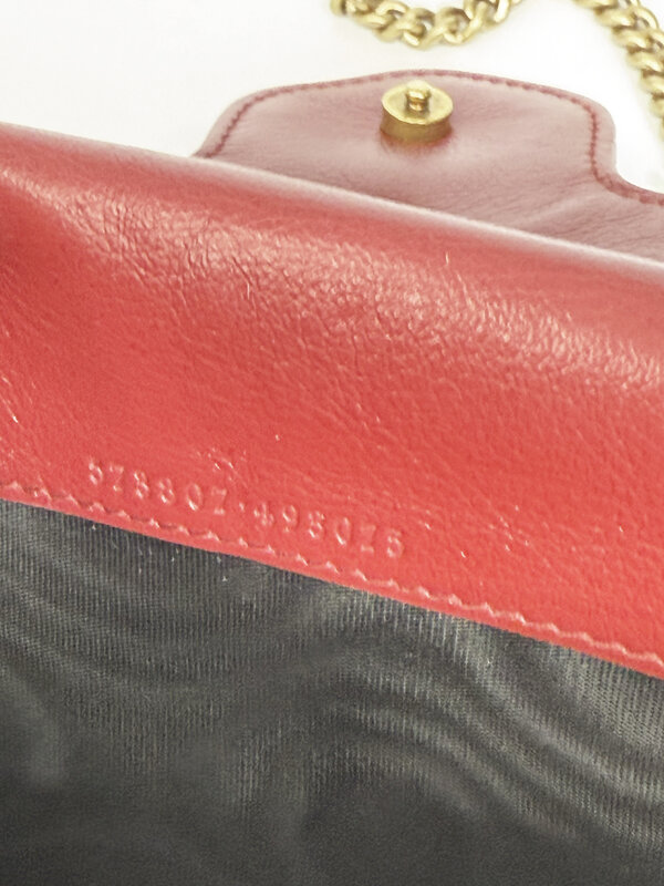 GUCCI GUCCI DOUBLE G MARMONT MINI  WALLET ON  CHAIN TORCHON  BLACK