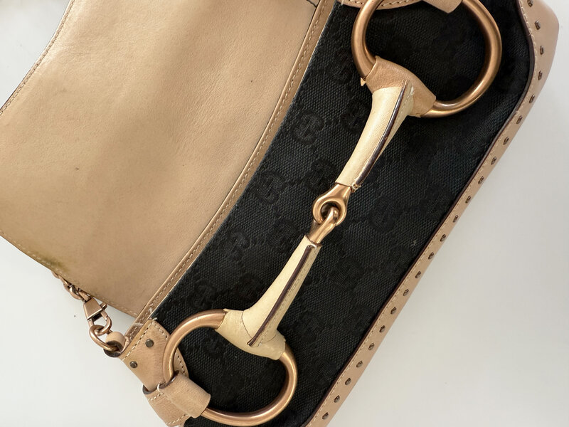 GUCCI Gucci FOR TOM FORD STUDDED MONOGRAM  CLUTCH WITH CHAIN