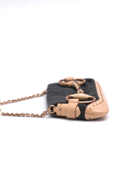 GUCCI Gucci FOR TOM FORD STUDDED MONOGRAM  CLUTCH WITH CHAIN