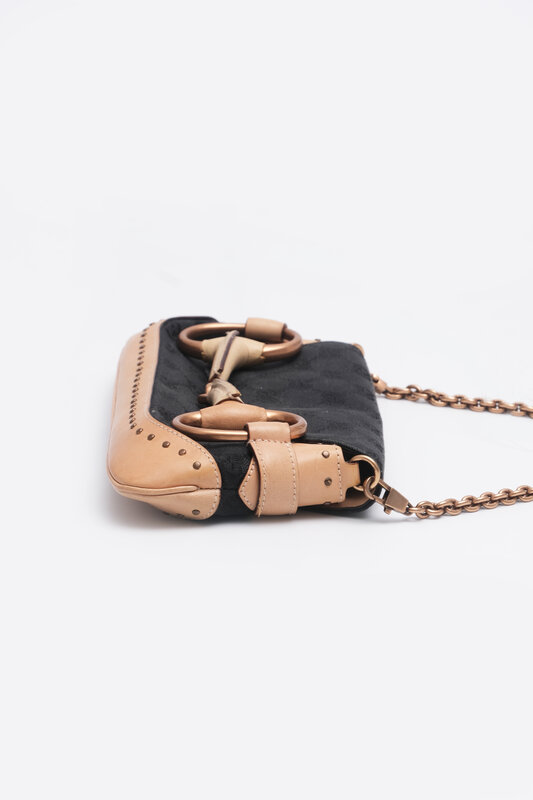 GUCCI Gucci FOR TOM FORD STUDDED MONOGRAM  CLUTCH WITH CHAIN