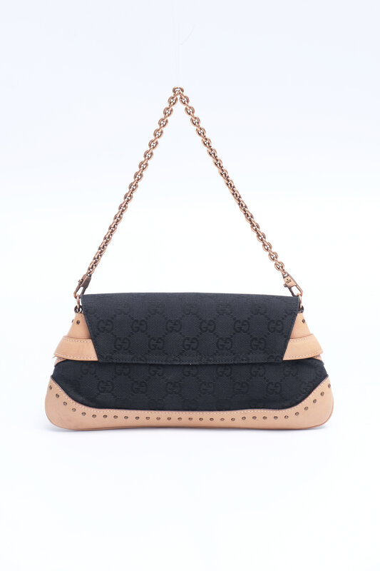 GUCCI Gucci FOR TOM FORD STUDDED MONOGRAM  CLUTCH WITH CHAIN