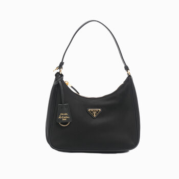 PRADA PRADA TESSUTO NYLON SAFFIANO MINI RE-EDITION BAG BLACK
