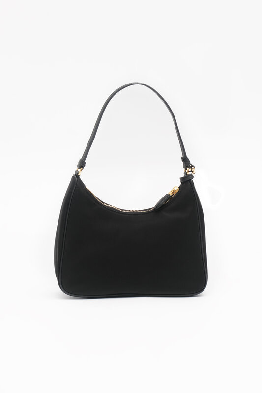 PRADA PRADA TESSUTO NYLON SAFFIANO MINI RE-EDITION BAG BLACK