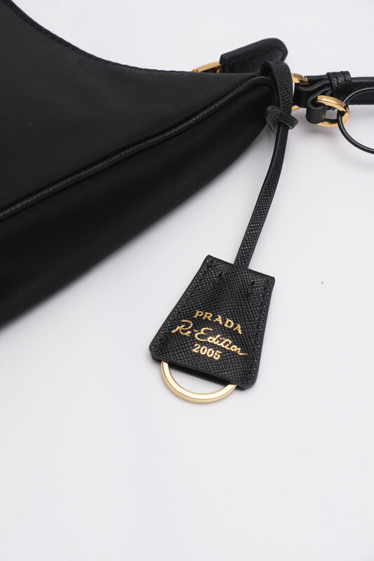PRADA PRADA TESSUTO NYLON SAFFIANO MINI RE-EDITION BAG BLACK