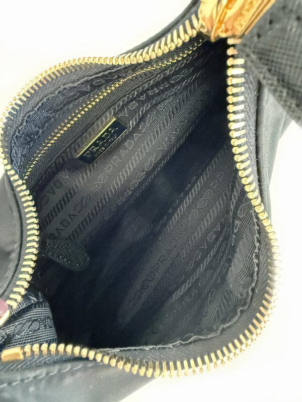 PRADA PRADA TESSUTO NYLON SAFFIANO MINI RE-EDITION BAG BLACK