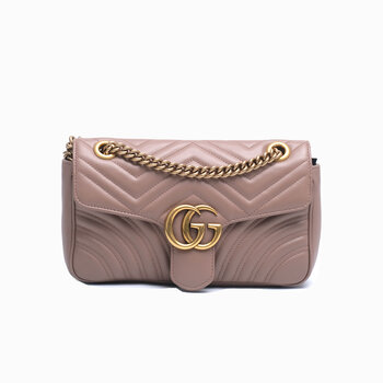 GUCCI Calfskin MATELASSE SMALL  GG MARMONT SHOULDER BAG  PORCELAIN  ROSE