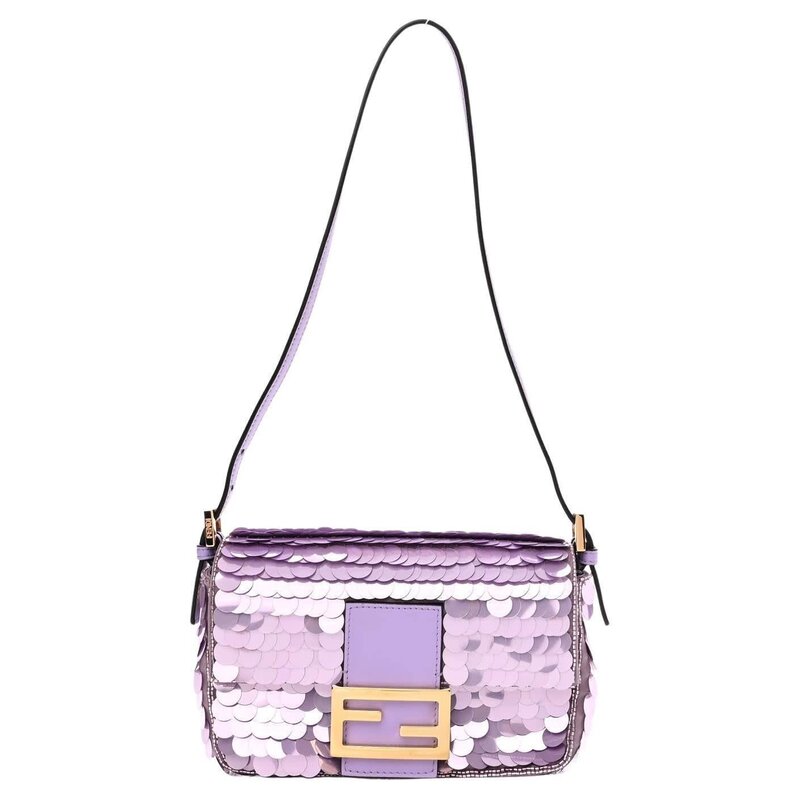 FENDI FENDI MINI BAGUETTE 1997 PURPLE SEQUINNED BAG