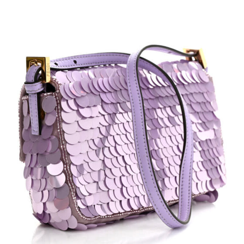 FENDI FENDI MINI BAGUETTE 1997 PURPLE SEQUINNED BAG