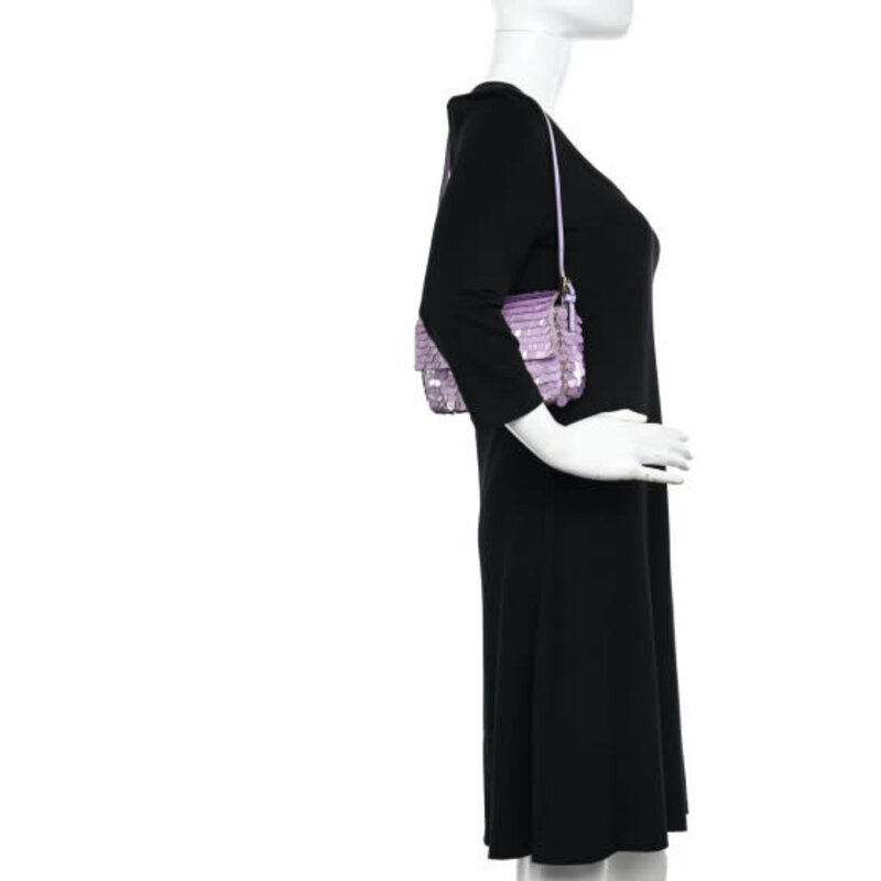 FENDI FENDI MINI BAGUETTE 1997 PURPLE SEQUINNED BAG
