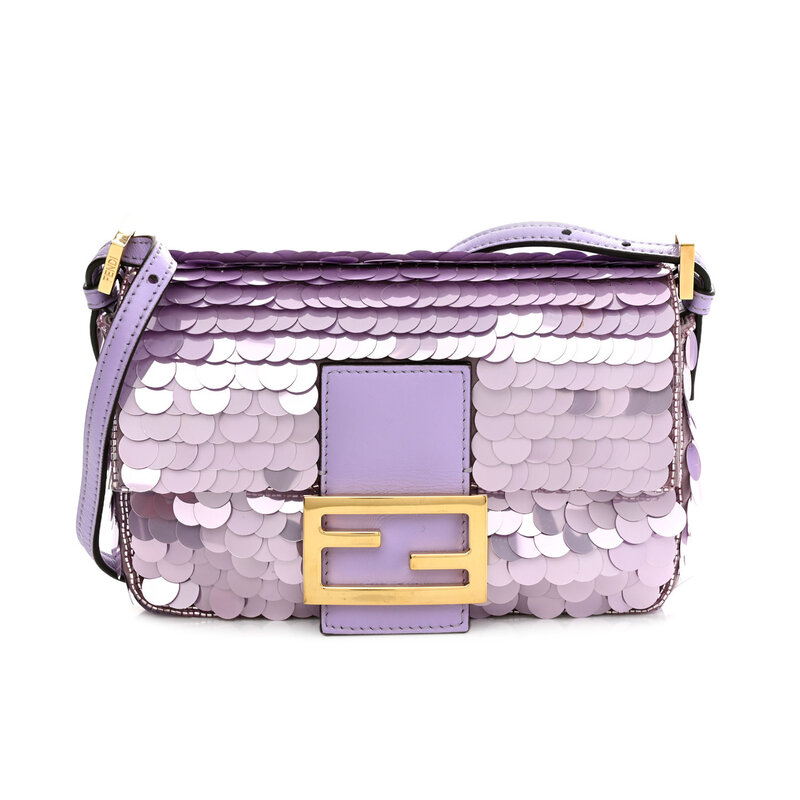 FENDI FENDI MINI BAGUETTE 1997 PURPLE SEQUINNED BAG