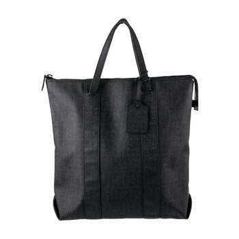FENDI FENDI ZUCCA FF COATED CANVAS NORTH SOUTH ZIP TOTE BLACK