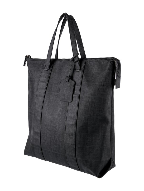 FENDI FENDI ZUCCA FF COATED CANVAS NORTH SOUTH ZIP TOTE BLACK
