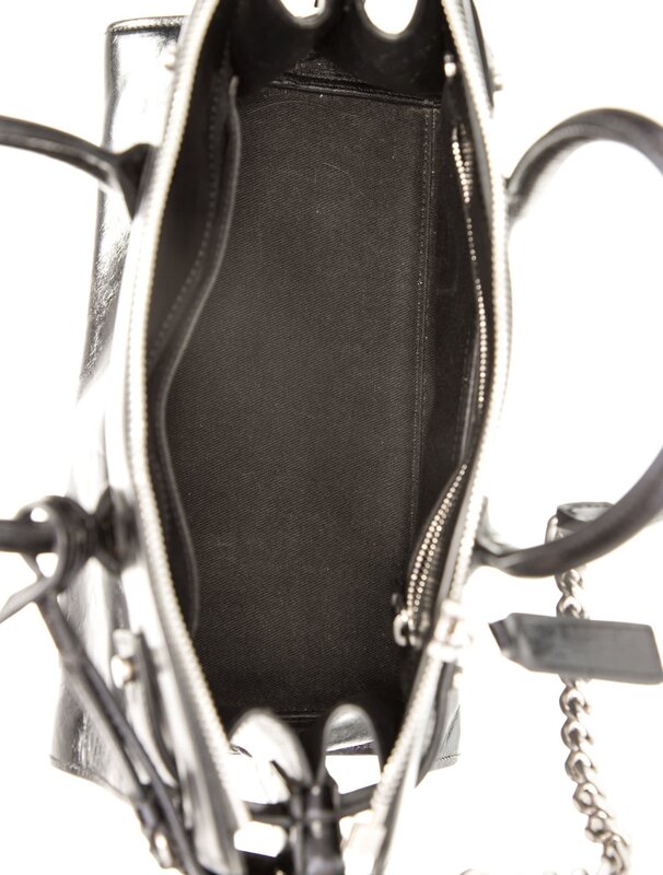 SAINT LAURENT SAINT LAURENT GLAZED CALFSKIN BLACK SAC DE JOUR TOTE BAG BABY