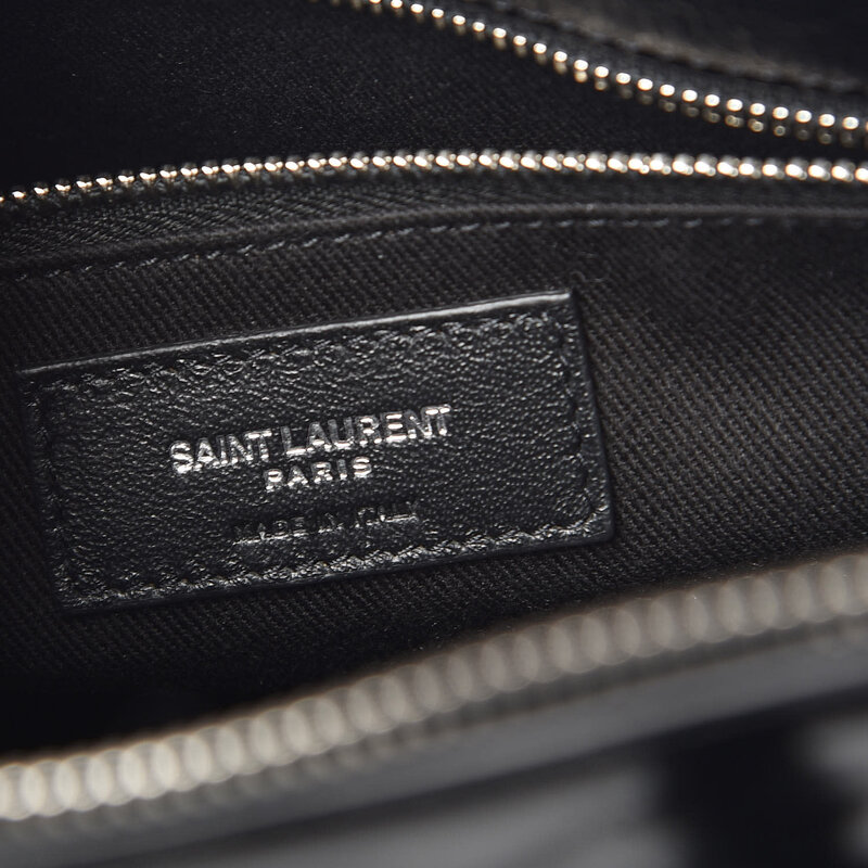 SAINT LAURENT SAINT LAURENT GLAZED CALFSKIN BLACK SAC DE JOUR TOTE BAG BABY