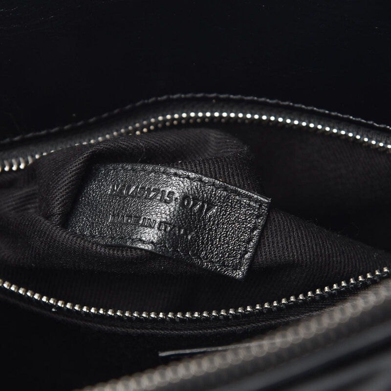 SAINT LAURENT SAINT LAURENT GLAZED CALFSKIN BLACK SAC DE JOUR TOTE BAG BABY
