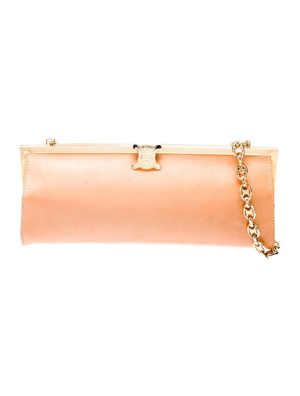CELINE CELINE TRIOMPHE LEATHER GOLD FRAMED CHAIN BAG