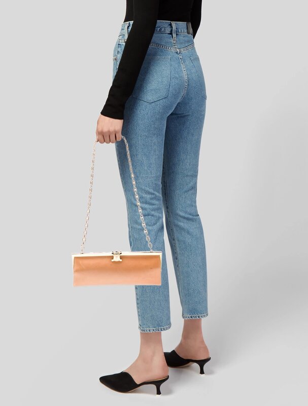 CELINE CELINE TRIOMPHE LEATHER GOLD FRAMED CHAIN BAG