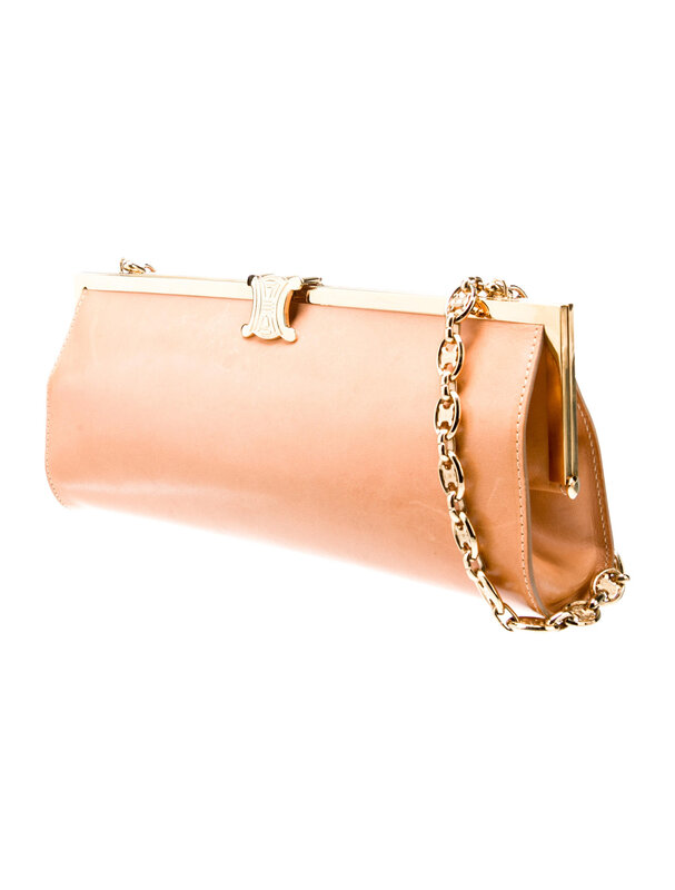 CELINE CELINE TRIOMPHE LEATHER GOLD FRAMED CHAIN BAG