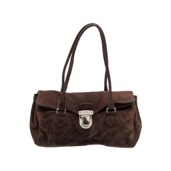 PRADA PRADA BROWN SUEDE EASY SHOULDER BAG