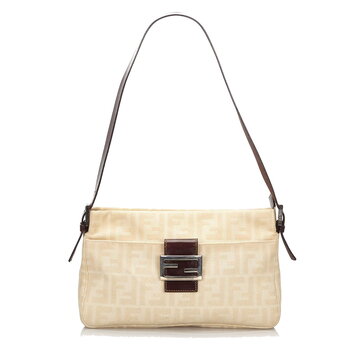 FENDI FENDI BEIGE ZUCCA FF CANVAS SHOULDER BAG