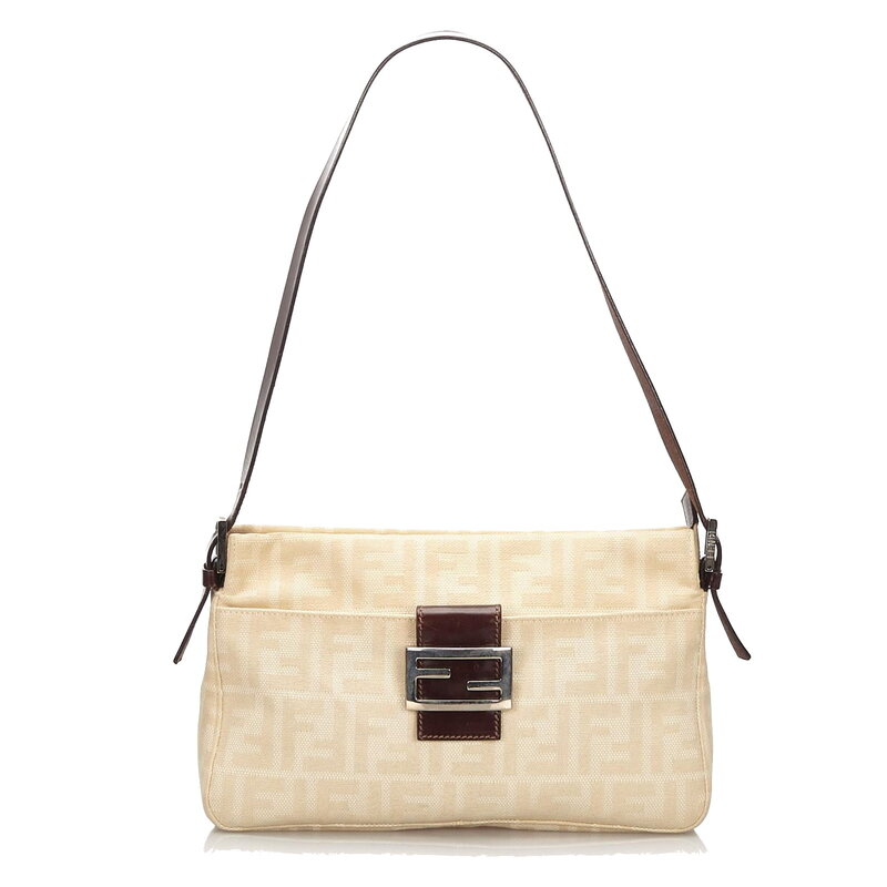 FENDI FENDI BEIGE ZUCCA FF CANVAS SHOULDER BAG