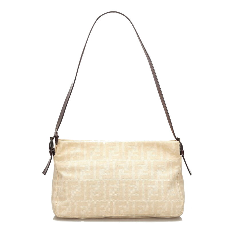 FENDI FENDI BEIGE ZUCCA FF CANVAS SHOULDER BAG