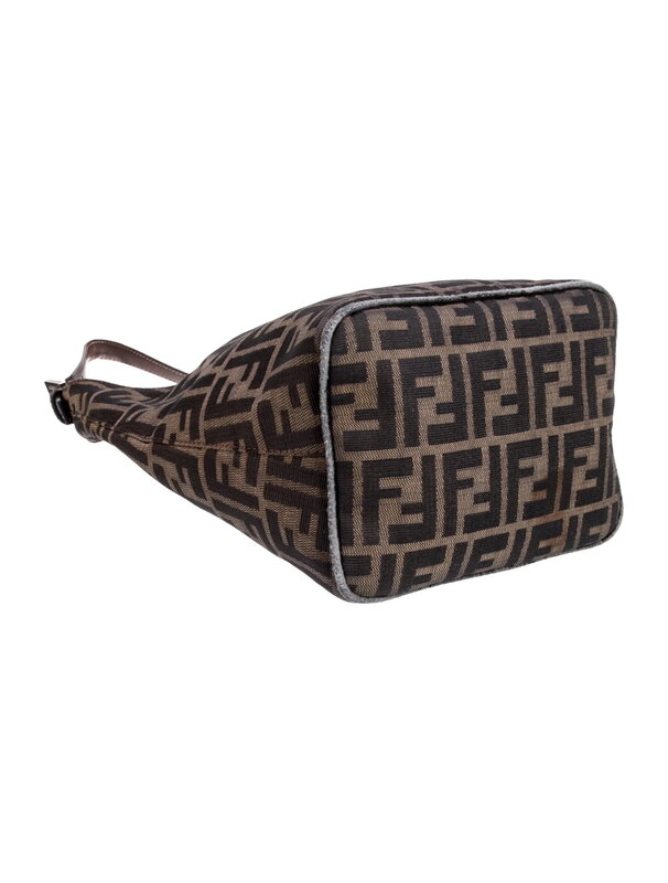 FENDI FENDI FF ZUCCA BROWN CANVAS MINI CRESCENT BAGUETTE  BAG