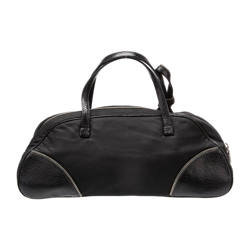 CHRISTIAN DIOR CHRISTIAN DIOR BLACK LEATHER ZIPPER EMBOSSED BOSTON BAG