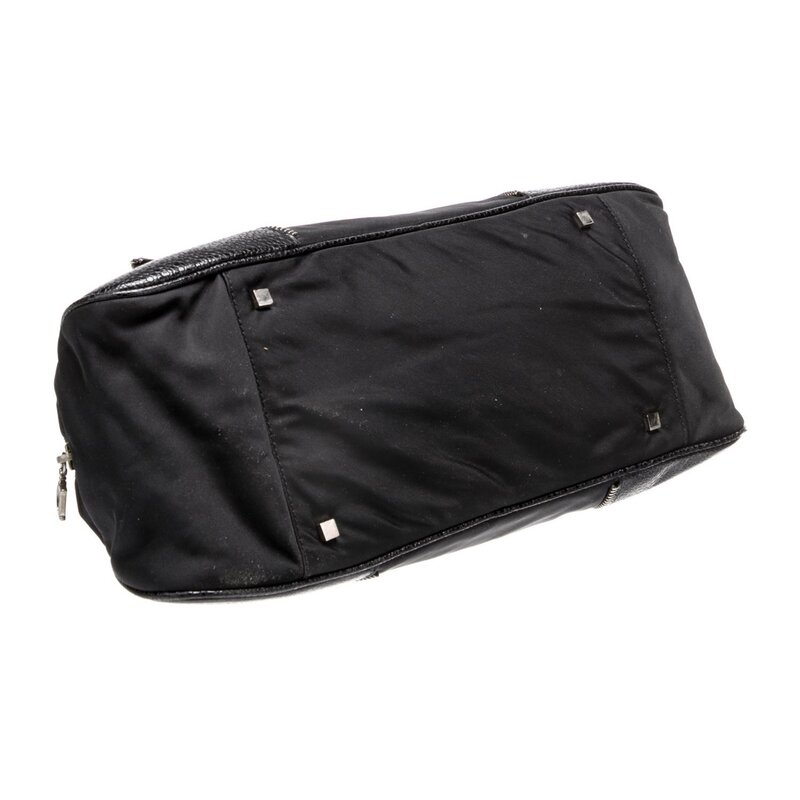 CHRISTIAN DIOR CHRISTIAN DIOR BLACK LEATHER ZIPPER EMBOSSED BOSTON BAG