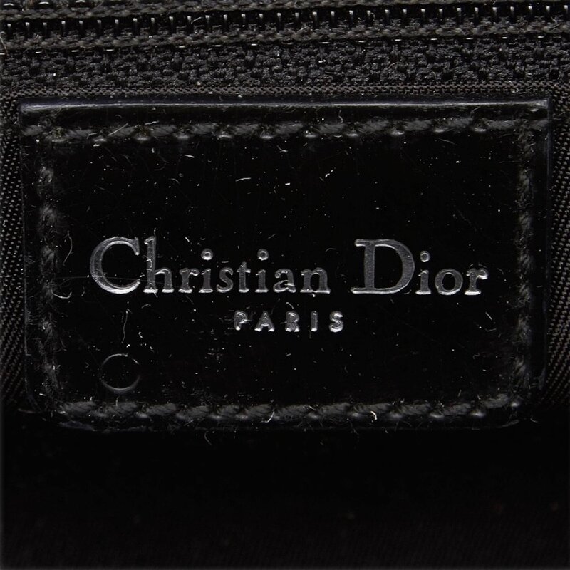 CHRISTIAN DIOR CHRISTIAN DIOR BLACK LEATHER ZIPPER EMBOSSED BOSTON BAG