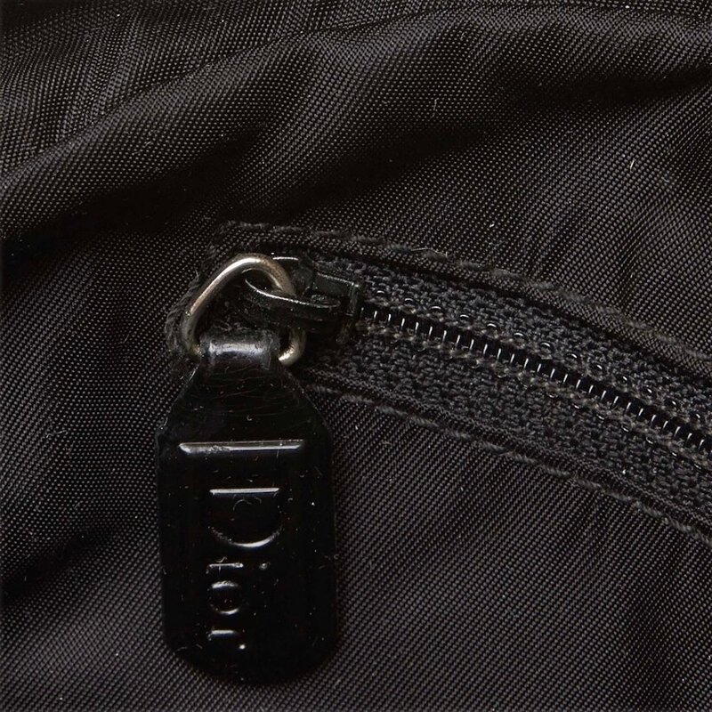 CHRISTIAN DIOR CHRISTIAN DIOR BLACK LEATHER ZIPPER EMBOSSED BOSTON BAG
