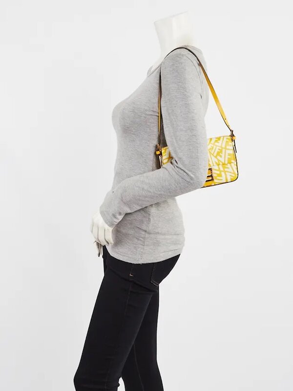 FENDI FENDI SARAH COLEMAN YELLOW FF VERTIGO BAGUETTE BAG MINI