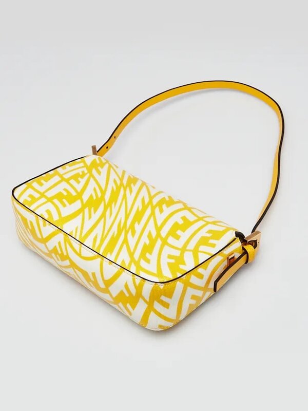 FENDI FENDI SARAH COLEMAN YELLOW FF VERTIGO BAGUETTE BAG MINI