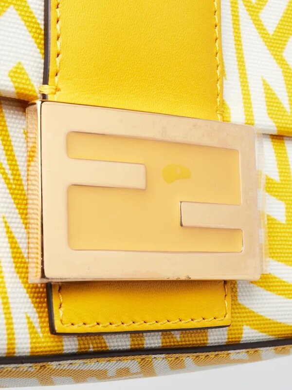 FENDI FENDI SARAH COLEMAN YELLOW FF VERTIGO BAGUETTE BAG MINI